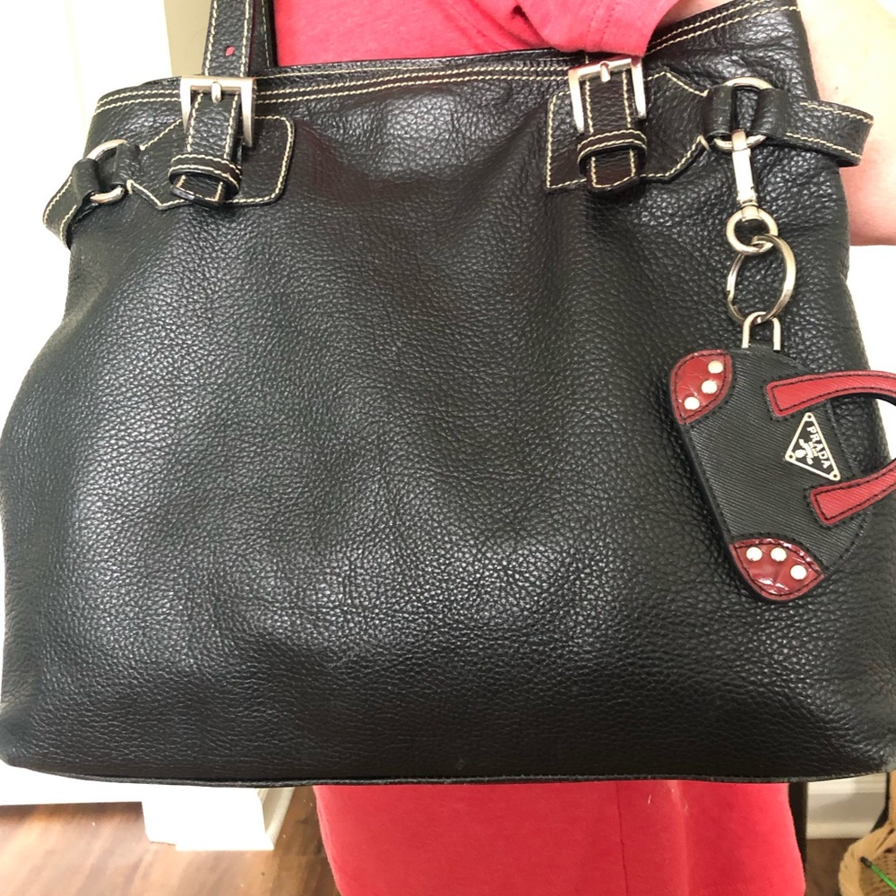 Prada Leather Bag With Purse Charm &  Same Day Shipping!